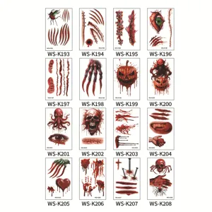 Halloween temporary tattoo stickers bloody scar horror waterproof fake body art decals