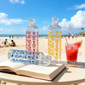 Süsses Schleifen-Design Wasserflasche, langlebige Plastik-Trinkflasche mit großem Fassungsvermögen.