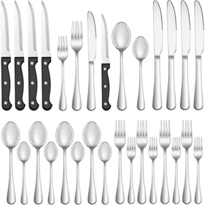 Set de cubiertos de acero inoxidable 24 piezas cuchillo tenedor cuchara mesa cocina.