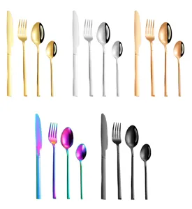 Juego de cubiertos de acero inoxidable cuchillo tenedor cuchara vajilla colorida de mesa