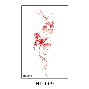 Retro red butterfly temporary tattoo sticker minimalist heart body art waterproof cute sheet