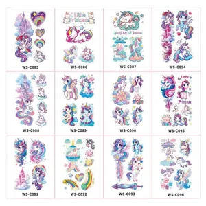 Kinder Cartoon verträumte Einhorn Glitzer temporäre Tattoo Aufkleber Party Geschenk Set