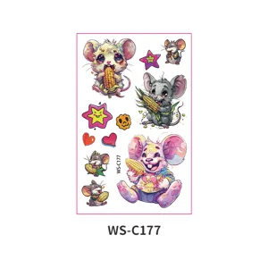 Cute cartoon mouse temporary tattoos for kids waterproof fun animal stickers sheet design