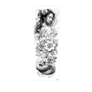 Volledige arm tijdelijke tattoo sticker voor man en vrouw waterdicht geisha slang.