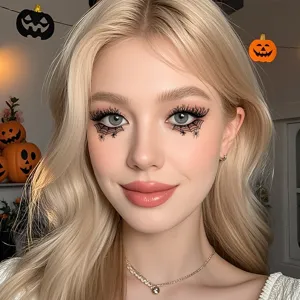Halloween toile araignee faux cils autocollants tatouage maquillage yeux impermeable
