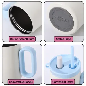 Gobelet isotherme grand capacite avec paille et poignee, tasse de voyage portable pour usage quotidien.