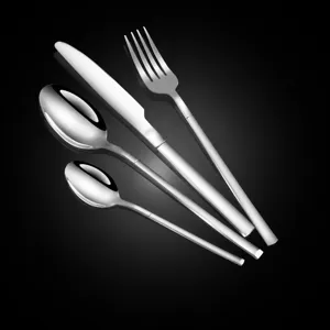 Modern stainless steel cutlery set minimalist knife fork and spoon kitchen tableware