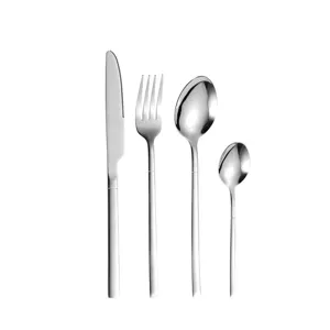 Stainless steel flatware set for kitchen dining table, modern minimalist knife fork spoon cutlery