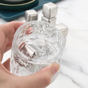 Reusable 304 stainless steel ice cubes set metal whiskey stones for drinks barware main view