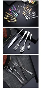 Stainless steel flatware set luxury western cutlery knife fork spoon 4-piece set gift box