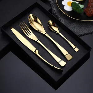 Stainless Steel Cutlery Set Luxury Flatware Set Mirror Polished Dinner Knife Fork Spoon Kitchen Tableware Gift Box