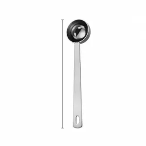 Stainless steel measuring spoon coffee scoop with dimension marks for home baking use.