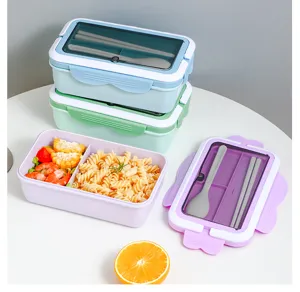 Fiambrera Portátil Caja Bento Dividida con Cubiertos A Prueba de Fugas para Alumnos