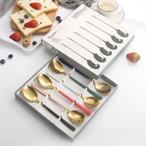304 Stainless Steel Korean Style Spoon Long Handle Dinner Soup Spoon Restaurant Kitchen Tableware Mixing Spoon