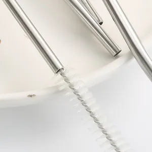 Durable 304 stainless steel drinking straws set with cleaning brush for eco-friendly daily use.