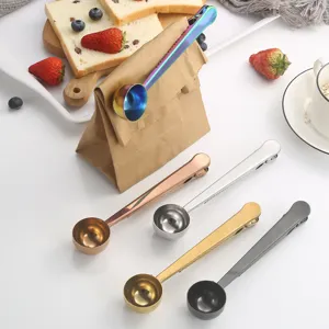 Stainless Steel Coffee Scoop with Bag Clip Multifunctional Measuring Spoon Kitchen Tool