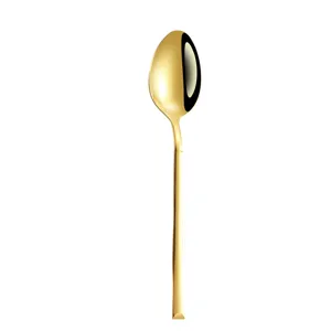 Cuchara de cena dorada de acero inoxidable elegante cubiertos de lujo para cocina mesa