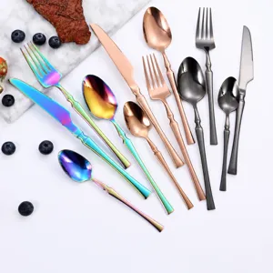 Stainless Steel Cutlery Flatware Tableware With Dinner Knife Fork Spoon Ergonomic Handle Luxury Design