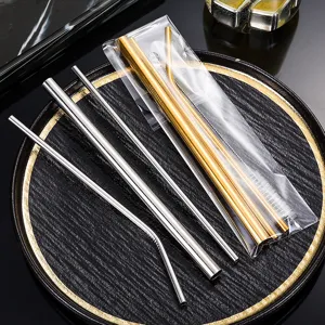Herbruikbare roestvrijstalen rietjes set met reinigingsborstel voor thuis keuken bar.