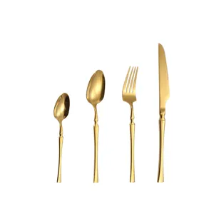Elegant 4-piece gold stainless steel cutlery set with sleek waist design for modern dining.