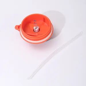 Replacement orange tumbler lid and clear straw set for large insulated travel water cups.