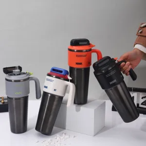 Large Capacity Stainless Steel Insulated Tumbler With Handle And Straw Portable Car Vacuum Travel Water Bottle