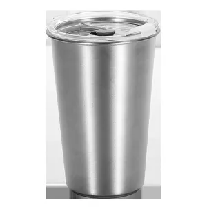 Bicchiere da birra in acciaio inossidabile con coperchio per campeggio e uso quotidiano.