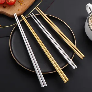Edelstahl Essstäbchen Set koreanische runde Metall Essstäbchen für Küche und Restaurant