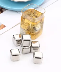 Stainless steel ice cubes metal whiskey stones reusable cooling stones for drinks bar tools