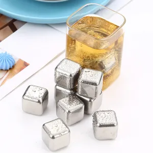 Stainless Steel Ice Cubes Set Reusable Metal Whiskey Stones Chill Cubes With Tong And Storage Box For Bar Drinks Wine