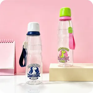 Sommer Student Sport Plastik Wasserflasche Große Kapazität Tragbar Reise Trinkgeschirr Mit Lanyard Süß Cartoon Design Becher