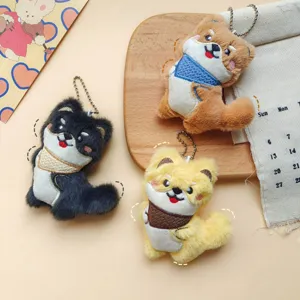 Süßer Cartoon Shiba Inu Plüsch Schlüsselanhänger, weiches Stofftier als schöne Tasche Deko.