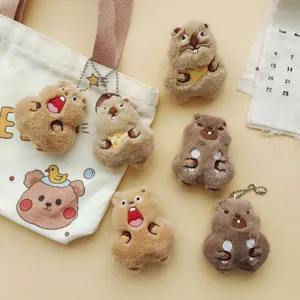 Mignon marmotte peluche porte-clés, drôle prairie chien broche pour sac accessoires.