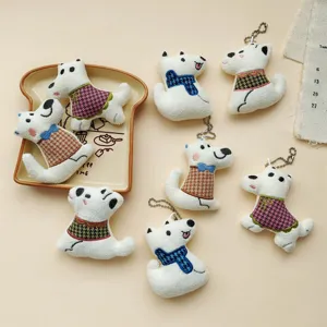 Cute cartoon forest style puppy plush keychain pendant lovely couple dog bag key ring