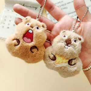 Adorable porte-clés peluche marmotte marrant poupée pendentif sac design détail