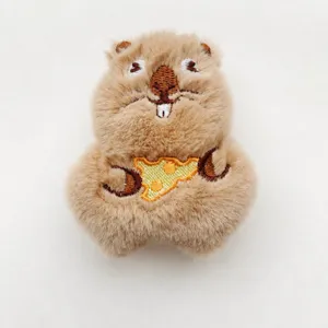 Détail de pendentif en peluche de marmotte mignonne, porte-clés en peluche moelleux sac.