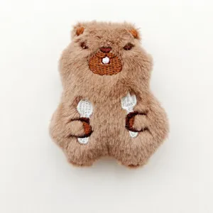 Mignon pendentif en peluche de marmotte, broche de poupée douce, 8x7cm ornement de sac porte-clés