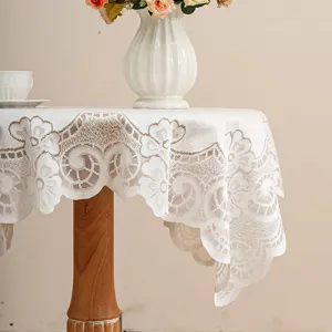 Weisse spitze tischdecke retro hohles blumen tischabdeckung fuer esstisch couchtisch hauptansicht