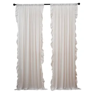 Cortinas de ventana blancas sólidas de estilo francés elegantes para sala dormitorio paneles