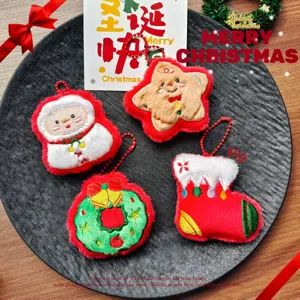 Christmas plush pendant cute Santa gingerbread man tree hanging ornament holiday party decor