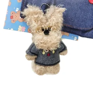 Flauschiger Hund Plüsch Schlüsselanhänger süßer unordentlicher Welpe Taschen Anhänger Trend Spielzeug.