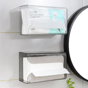 Wandmontabele doorzichtige tissuehouder voor badkamer en keuken, eenvoudig zonder boren.