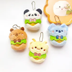 Cute cartoon animal plush keychain capybara panda koala bee backpack charm soft toy gift