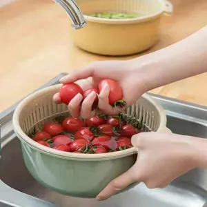 Scolapasta e ciotola di lavaggio in plastica a doppio strato per cucina, cesto di frutta.