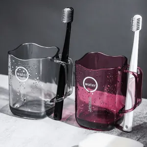 Transparent PET Plastic Mouthwash Cup Modern Minimalist Bathroom Toothbrush Cup Solid Color Water Cup