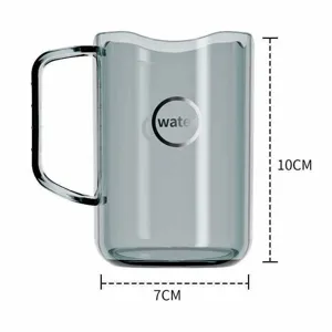 Transparent double wall mouthwash cup with handle grey toothbrush cup for bathroom home use