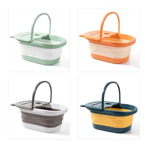 Vasca per pediluvio pieghevole con coperchio, secchio profondo portatile per la casa.