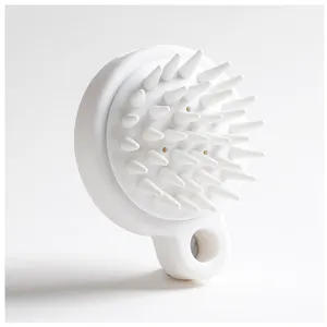 Brosse de massage du cuir chevelu en silicone blanc, brosse shampooing pour soins capillaires.