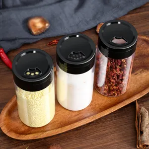 Plastic Seasoning Bottle Cylindrical Pepper Cumin Spice Jar With Rotating Lid For Kitchen Cooking Outdoor BBQ Storage