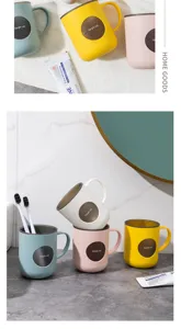 Tazza per risciacquo bicolore a doppio strato con manico, tazza per spazzolino da bagno portatile.